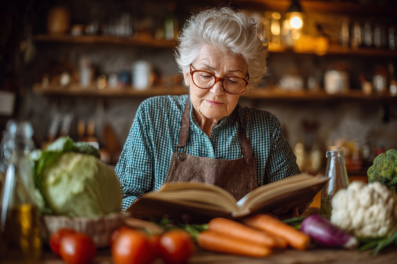 Happy seniors enjoying healthy meals together